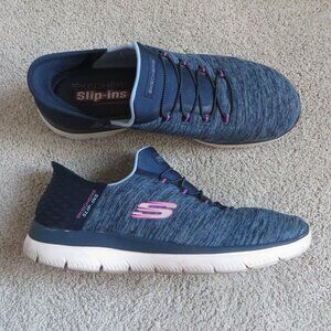Skechers Womens Slip-ins Summits Dazzling Haze Shoes Size 11 Blue/Pink #149937W